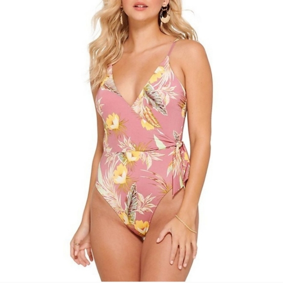 EVERYDAY SUNDAY | Sunset Mist floral one piece surplice highcut bathing swimsuit - Picture 8 of 8